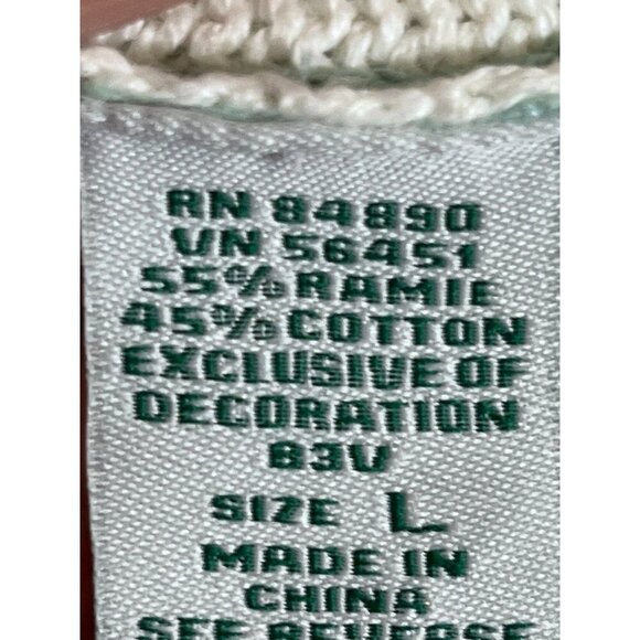 Vintage Knit Sweater L Green Patchwork Embroidery Retro Boho Classic Preppy 80s - Picture 16 of 16